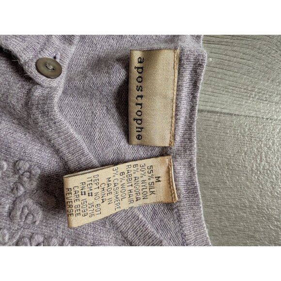 Apostrophe Womens Lavender Cardigan Floral Embroidery M Silk Cashmere Blend - Picture 5 of 7